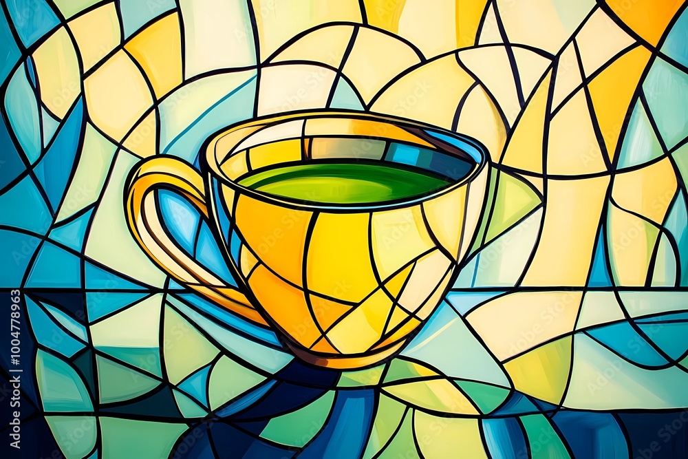 Green tea on the background, presented in the form of a stock illustration for widespread use. Green tea on the background, presented in the form of a stock illustration for widespread use.