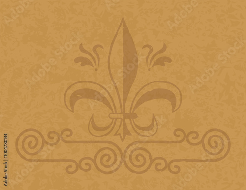 Medieval Parchment Background - Spirals, Lines and Fleur de Lys