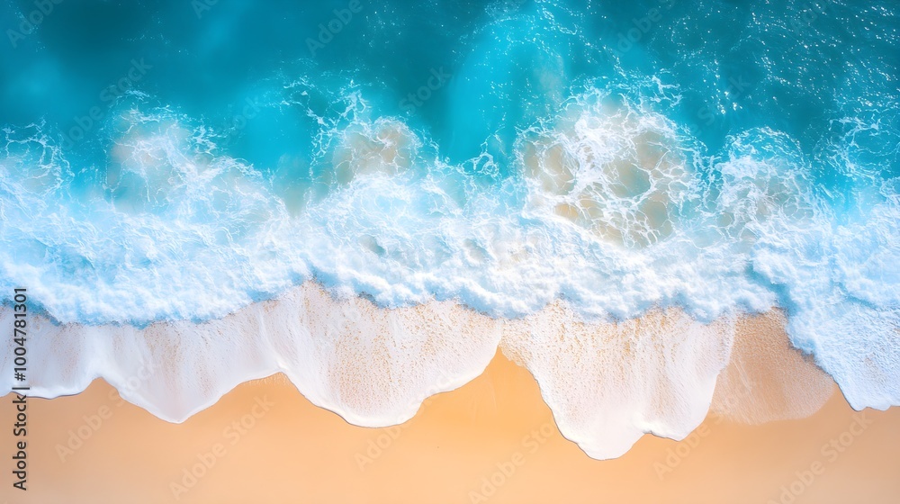 Obraz premium Waves at beach seen from above