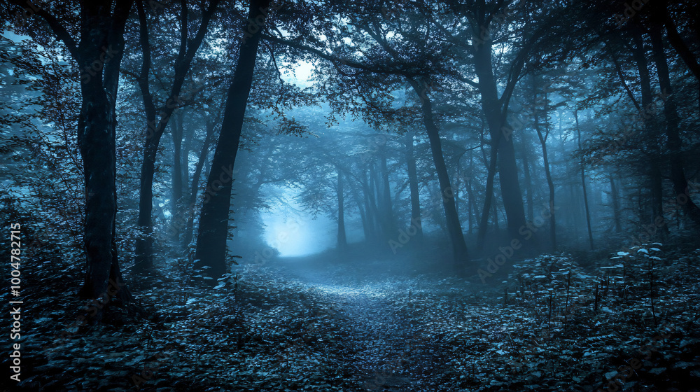 Fototapeta premium A dark, moody forest background, perfect for mysterious themes.