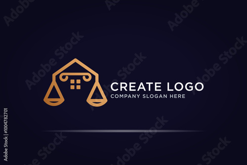 house scales law logo with line concept