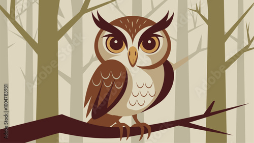 Close-up portrait of a wise old cartoon owl.