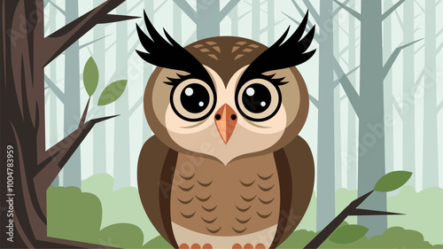 Close-up portrait of a wise old cartoon owl.