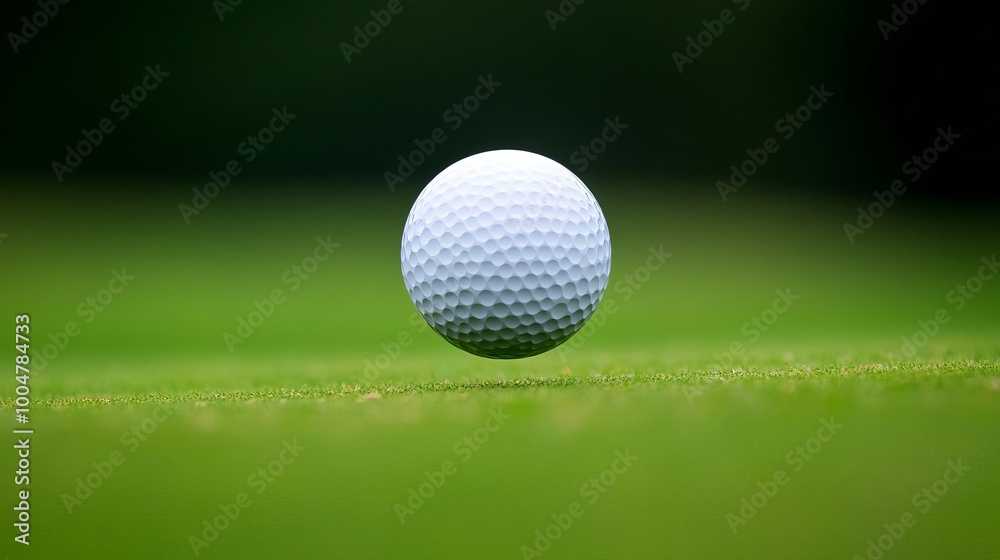 Fototapeta premium Golf ball caught in mid-bounce, representing precision in overcoming obstacles