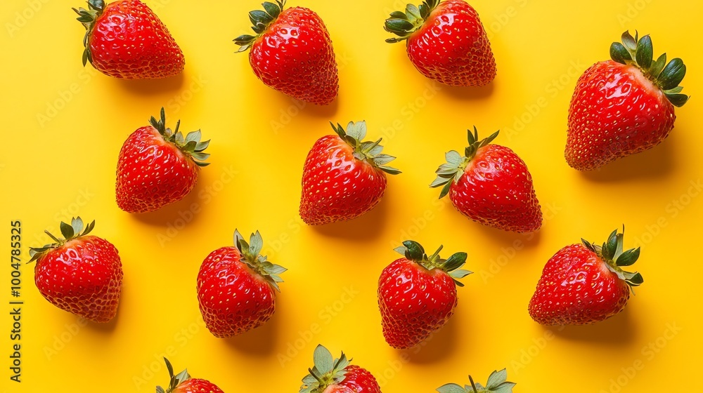 Fresh strawberries on a yellow background. Fresh strawberries on a yellow background.