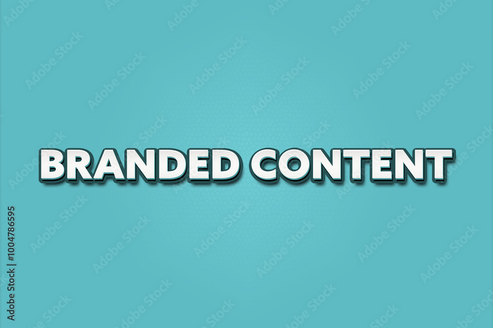 Branded Content. A Illustration with white text isolated on light green background.