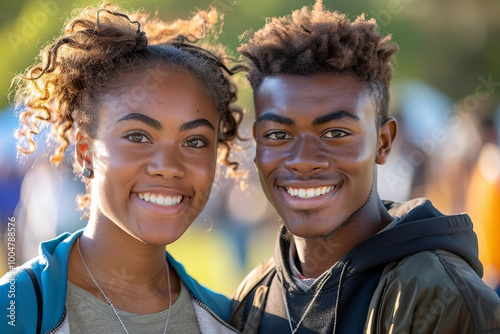 A Cheerful African American Couple Enjoying a University Park Gathering