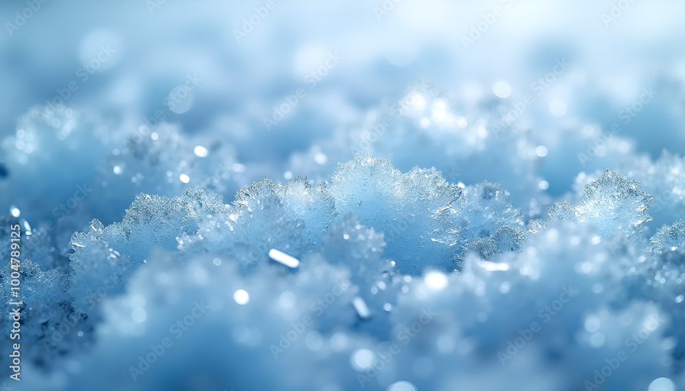 Close-up of shimmering blue snowflakes for winter design inspiration Close-up of shimmering blue snowflakes for winter design inspiration
