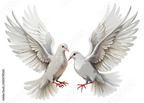 Two white doves flying together, perfect for wedding and love-themed designs