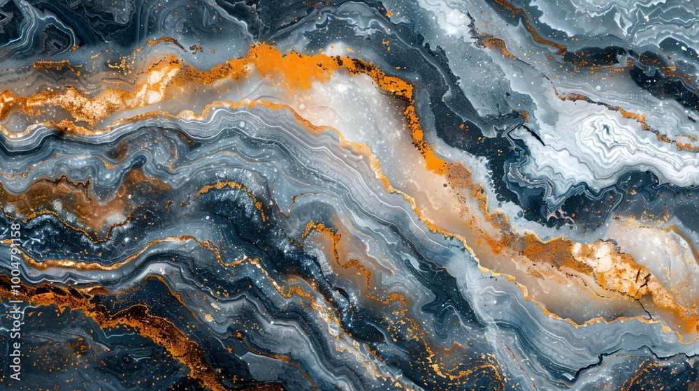 a close up of a marble pattern with gold and blue colors on it's surface a close up of a marble pattern with gold and blue colors on it's surface