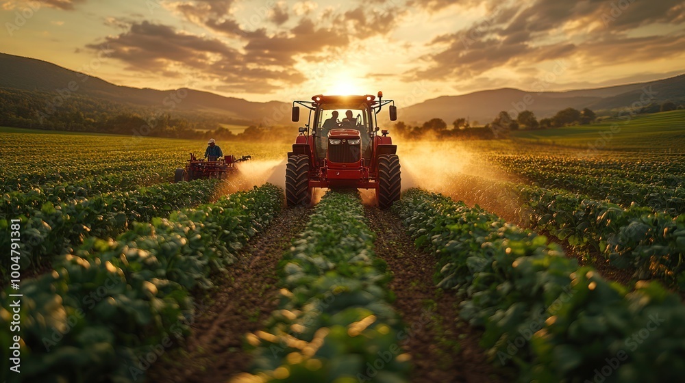 Tractor Spraying Nitrogen Fertilizer on Lush Farmland – Modern Agriculture, Crop Nurturing, and Farming Machinery Under Clear Sky Tractor Spraying Nitrogen Fertilizer on Lush Farmland – Modern Agriculture, Crop Nurturing, and Farming Machinery Under Clear Sky