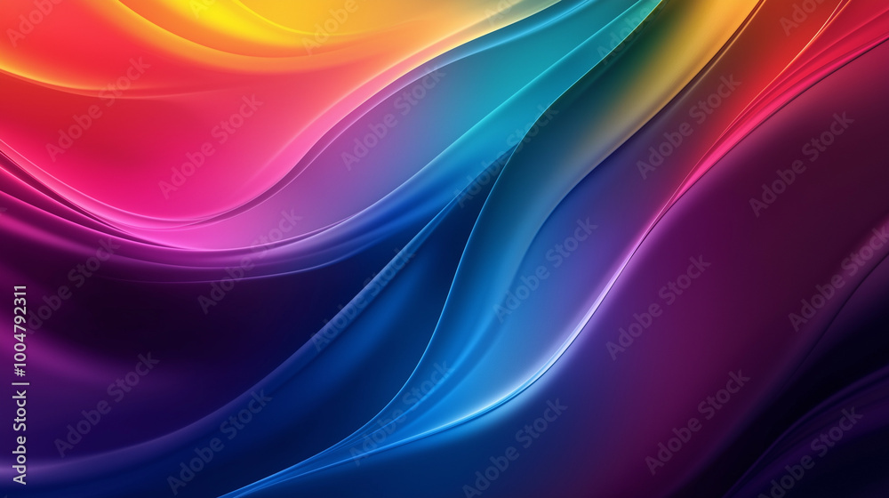 Obraz premium Colorful fluid shapes in vibrant pink, yellow, blue, and purple hues, blending smoothly together, creating a sleek and modern abstract background for various creative designs.