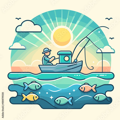 Fishing Flat Vector Illustration Design photo