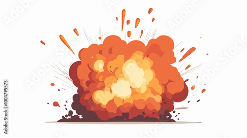 Illustration explosion. Blast wave. Cloud of smoke after explosion.