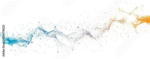 A digital network connection representation with lines and nodes connecting in a web-like structure. photo