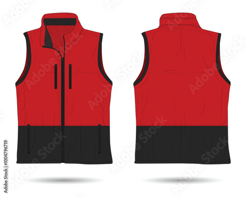 Red and black zipper vest mockup