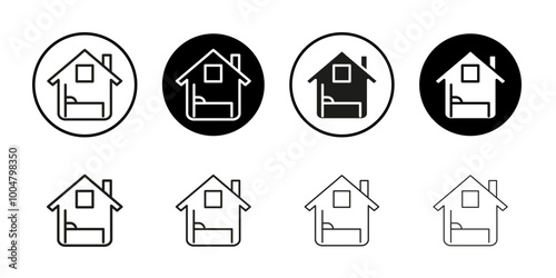 Accomodation icon Collection of flat thin outline vector