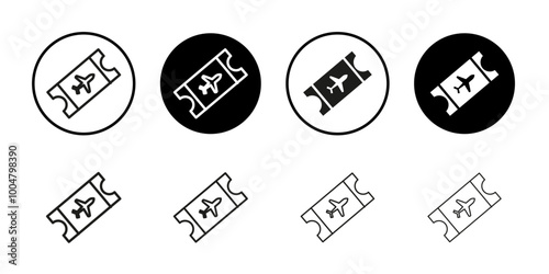Air tickets icon Collection of flat thin outline vector