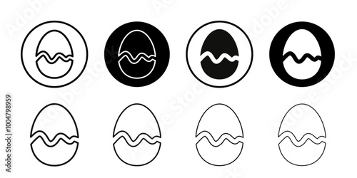 Broken egg icon Collection of flat thin outline vector