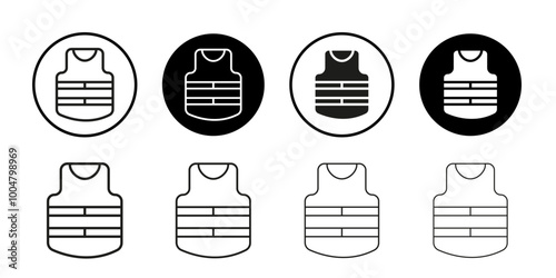 Bulletproof vest icon Collection of flat thin outline vector