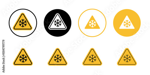 Cold warning sign Collection of flat thin outline vector