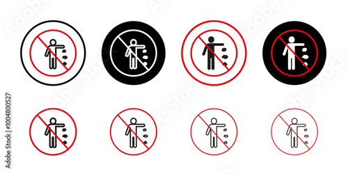 Do not litter sign Collection of flat thin outline vector