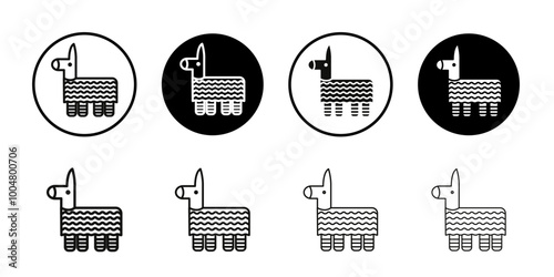 Donkey pinata icon Collection of flat thin outline vector