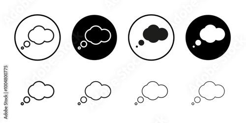 Dream cloud icon Collection of flat thin outline vector