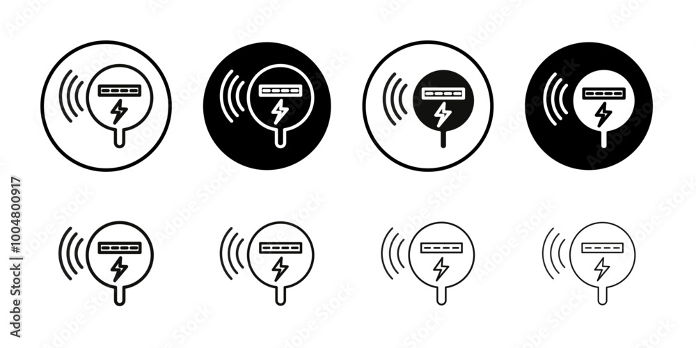 Electric meter icon Collection of flat thin outline vector Electric meter icon Collection of flat thin outline vector