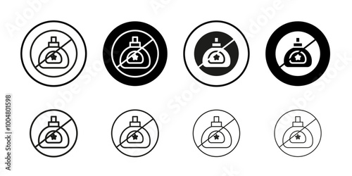 Forbidden perfume sign Collection of flat thin outline vector