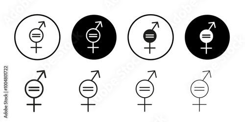 Gender equality icon Collection of flat thin outline vector