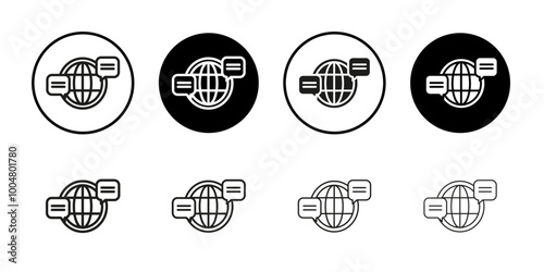 Global forum icon Collection of flat thin outline vector