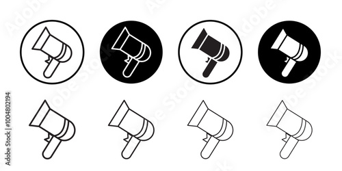 Hair dryer icon Collection of flat thin outline vector