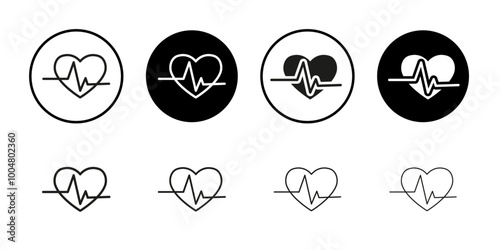 Heartbeat icon Collection of flat thin outline vector