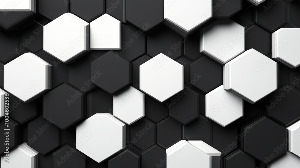 Black and white hexagonal pattern. Black and white hexagonal pattern.