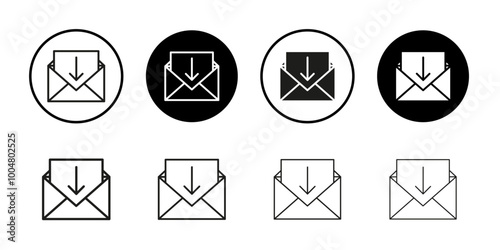 Inbox icon Collection of flat thin outline vector