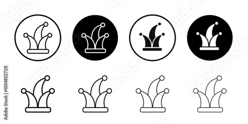 Jester hat icon Collection of flat thin outline vector