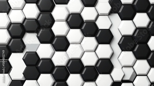 Abstract background with black and white hexagonal shapes.