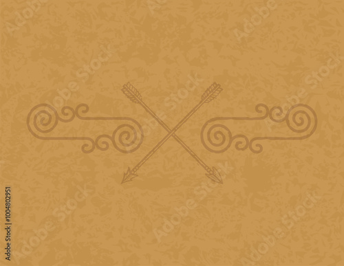 Medieval Parchment Background - Celtic Spirals, Lines and Crossed Arrows