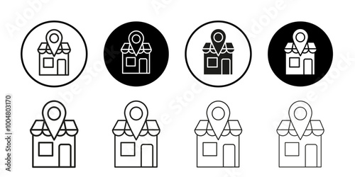 Local store icon Collection of flat thin outline vector