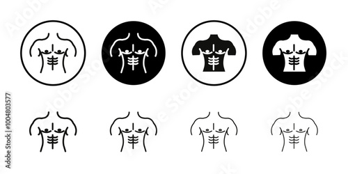 Male torso icon Collection of flat thin outline vector
