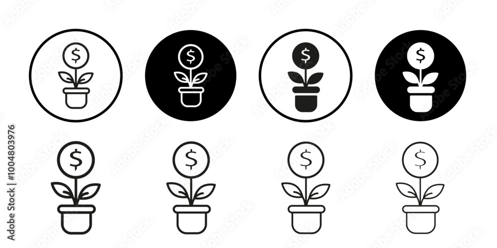 Money tree icon Collection of flat thin outline vector Money tree icon Collection of flat thin outline vector