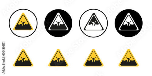 Mud warning sign Collection of flat thin outline vector
