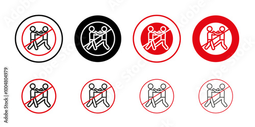 No fight sign Collection of flat thin outline vector