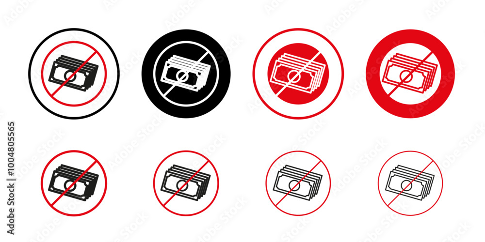 No money sign Collection of flat thin outline vector No money sign Collection of flat thin outline vector