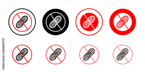 No peanut sign Collection of flat thin outline vector