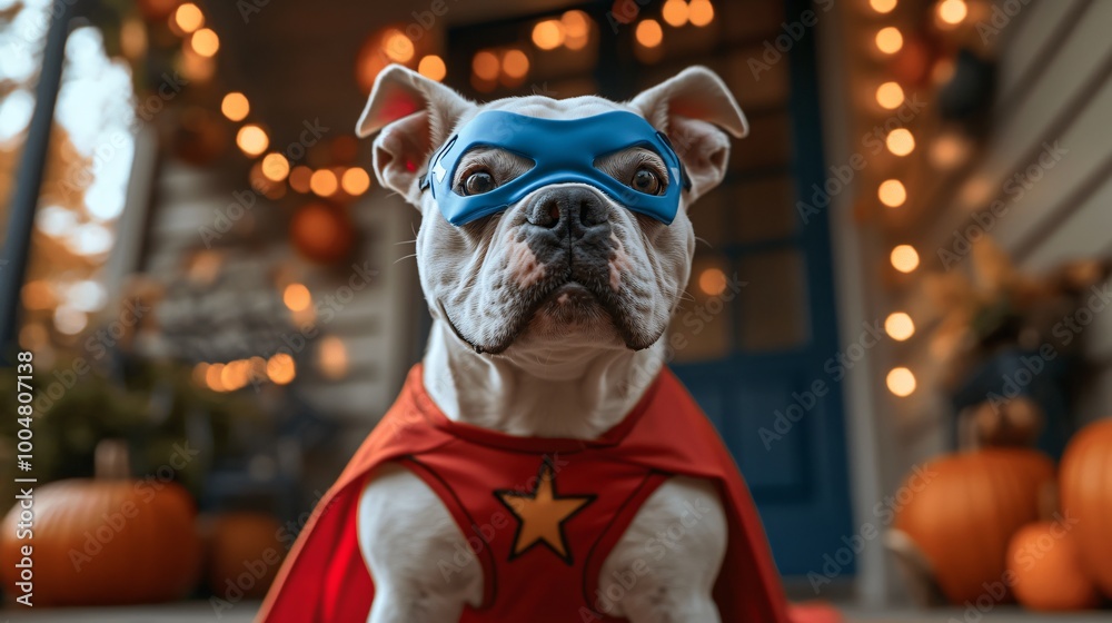 Dog in a super hero costume.