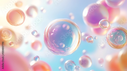 Abstract background with iridescent soap bubbles.