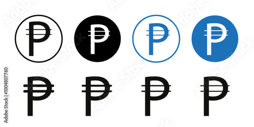Philippine currency icon Collection of flat thin outline vector
