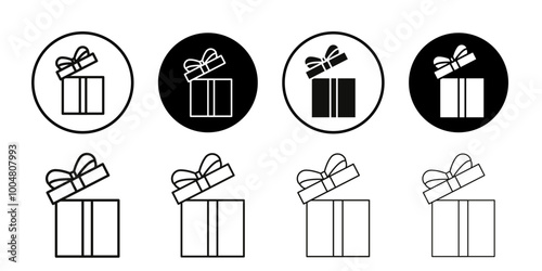 Present gift box icon Collection of flat thin outline vector